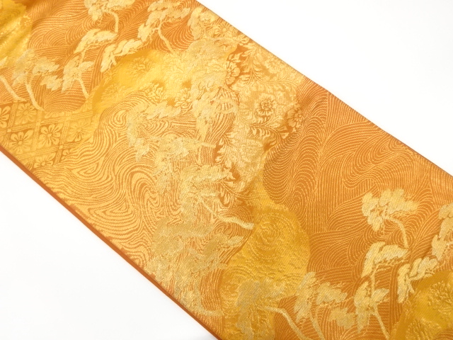 波に松・道長取り模様織り出し　袋帯